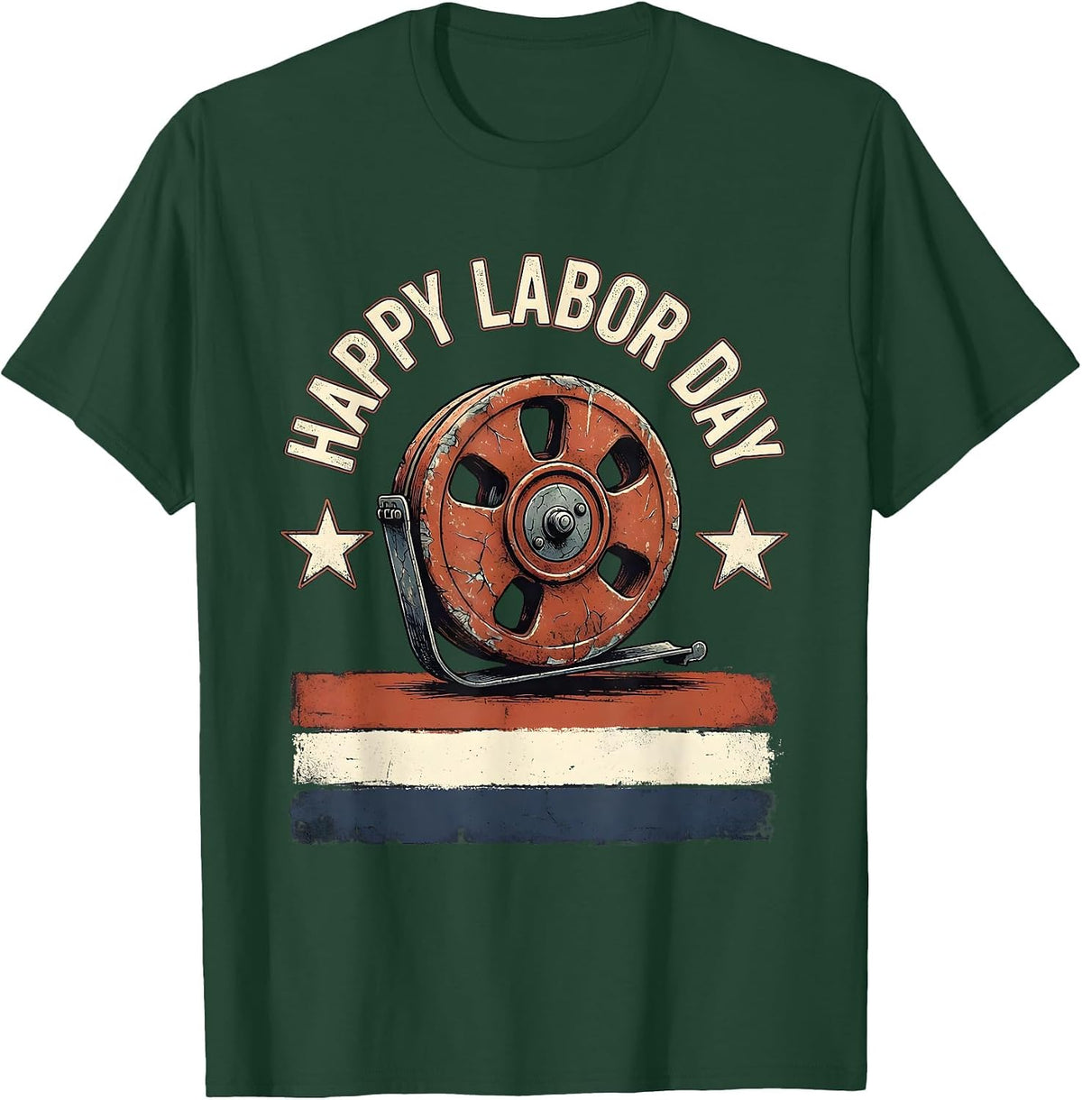 Men's Happy Labor Day Distressed Patriotic Union Worker Pride T-Shirt - Dark Green