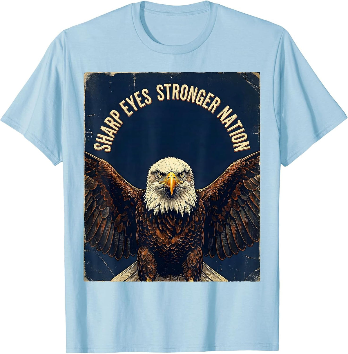 Men's Eagle Eyed Veteran Bald Eagle Veterans Day Design T-Shirt - Baby Blue