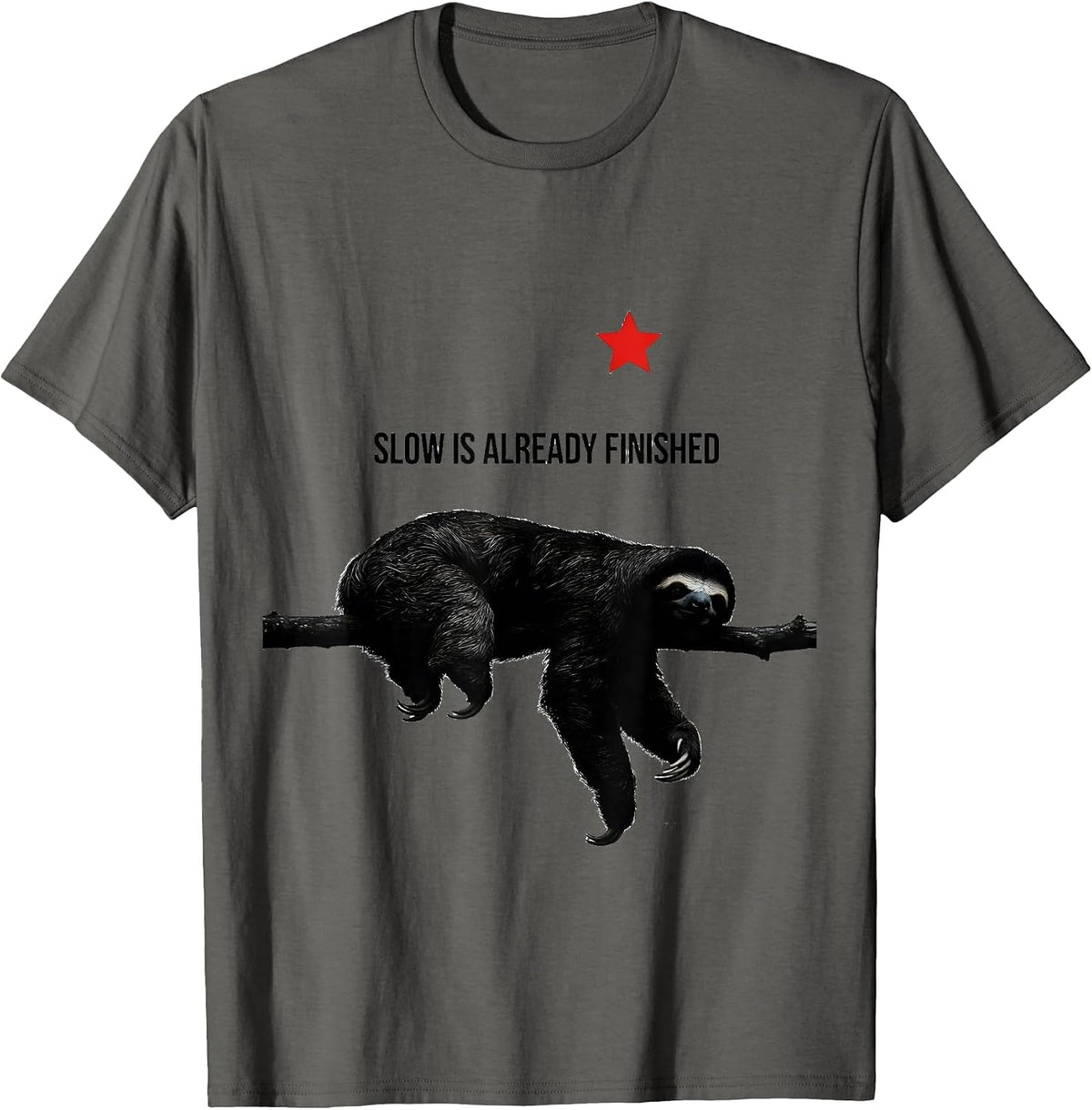 Slow Is Already Finished Funny Sloth Lover Christmas Humor T-Shirt - Asphalt Grey