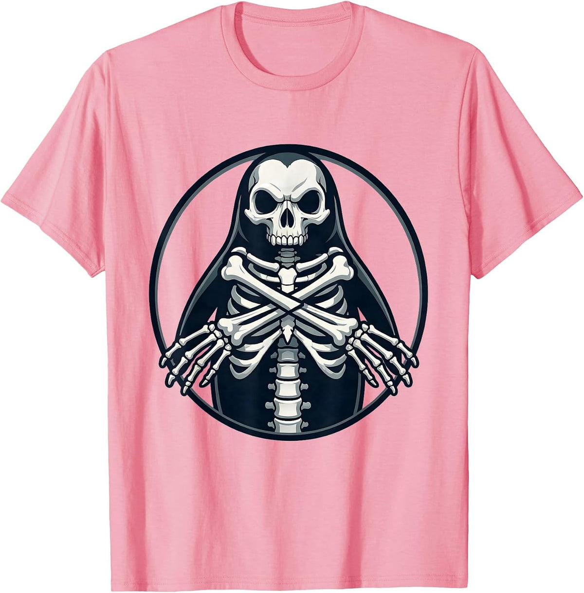Men's Penguin Skeleton Crossed Flippers Illustration T-Shirt - Pink