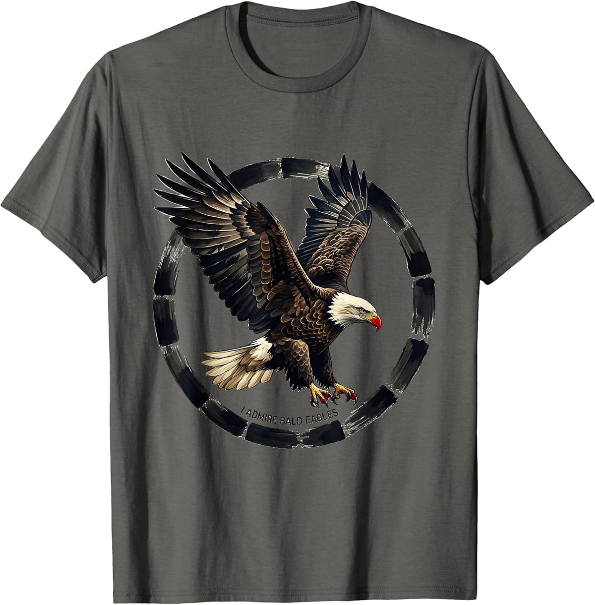 Men's I Admire Bald Eagles Patriotic Eagle Wildlife Art T-Shirt - Asphalt Grey
