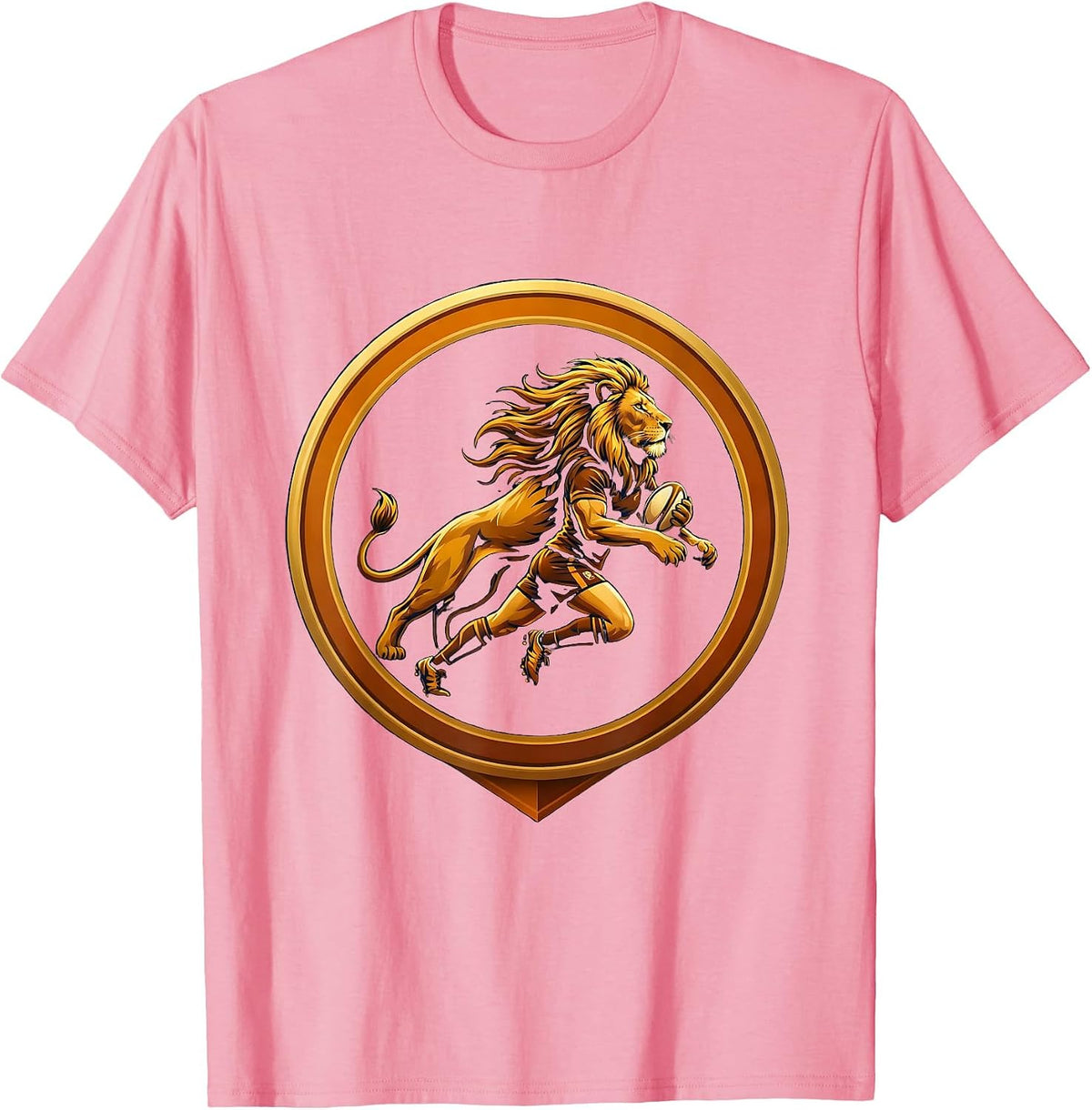 Lioness Rugby Player Silhouette Graphic T-Shirt - Pink