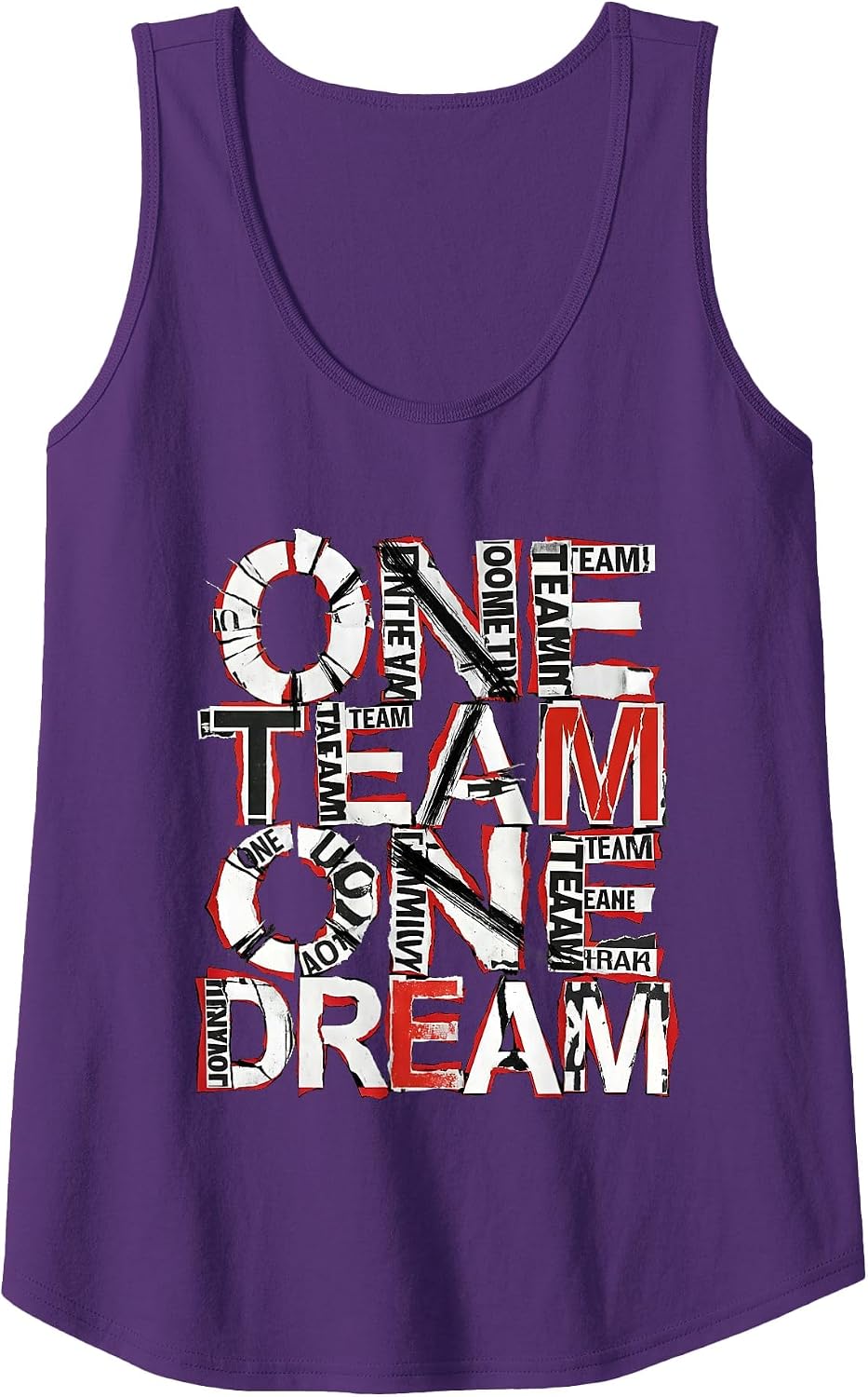 One Team One Dream Rugby Graphic Design Tank Top - Purple