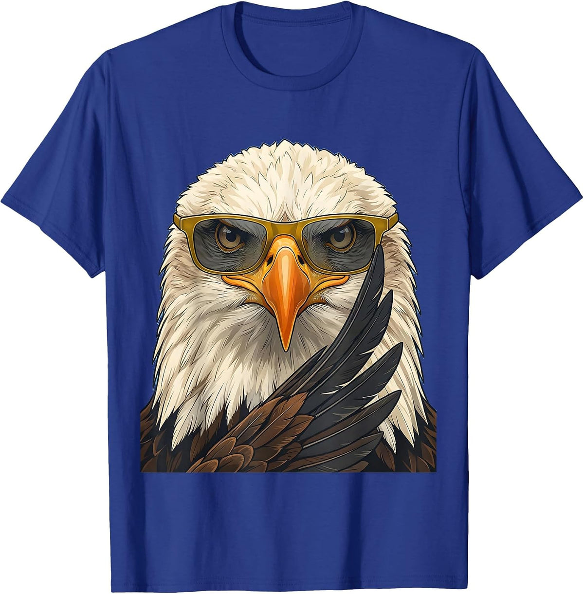 Bald Eagle Sunglasses Funny Bird Lover Casual T-Shirt - Royal Blue