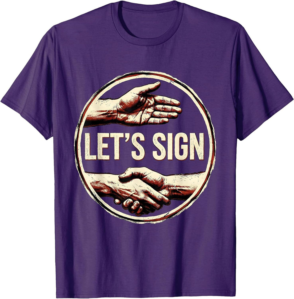 Let's Sign ASL Sign Language Teacher Humor Interpreter T-Shirt - Purple