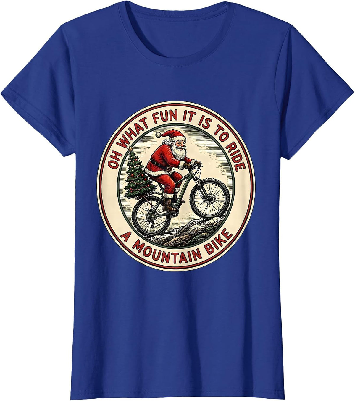 Women's Oh What Fun It Is To Ride A Mountain Bike Biker T-Shirt - Royal Blue