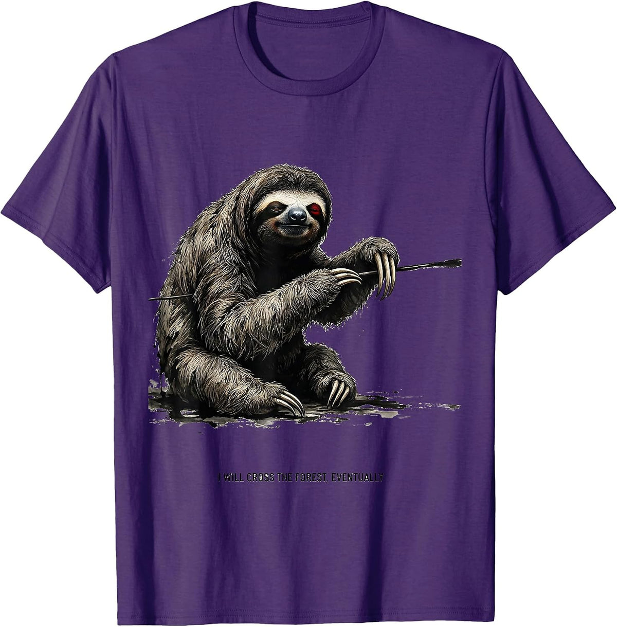 Men's I Will Cross The Forest Eventually Funny Sloth Lover Gift T-Shirt - Purple