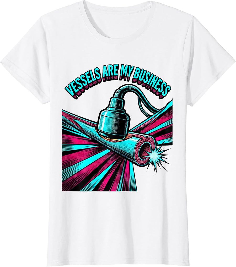 Women's Vessels Are My Business Pop Art Sonographer Ultrasound Tech T-Shirt - White