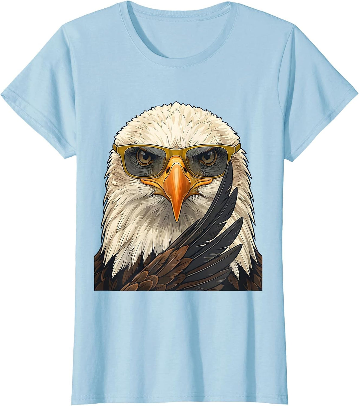 Bald Eagle Sunglasses Funny Bird Lover Casual T-Shirt - Baby Blue