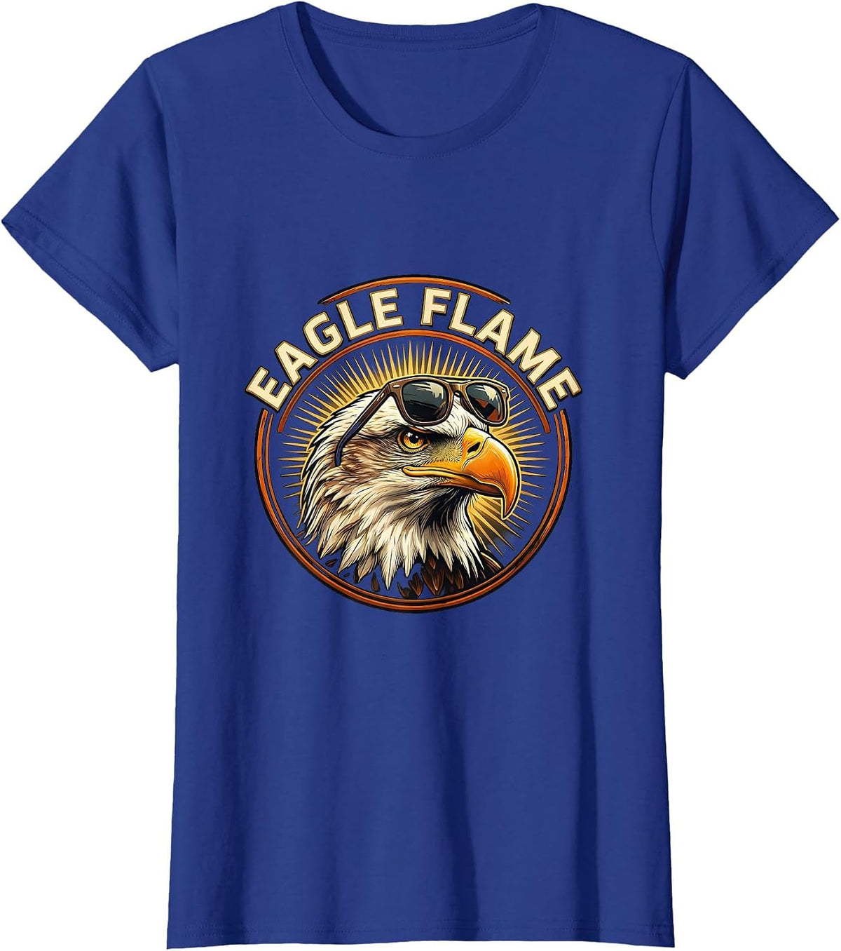 Women's Eagle Flame Playful Bald Eagle Wildlife Lover Pride Kids T-Shirt - Royal Blue