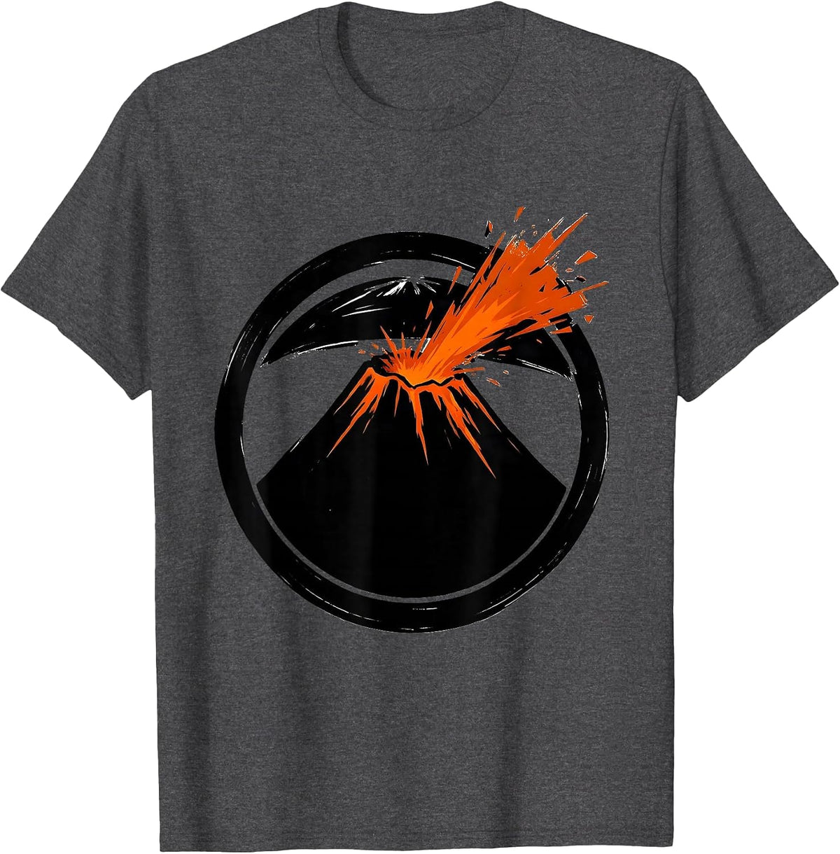Volcano Erupting Snow Globe Graphic T-Shirt - Dark Heather Grey
