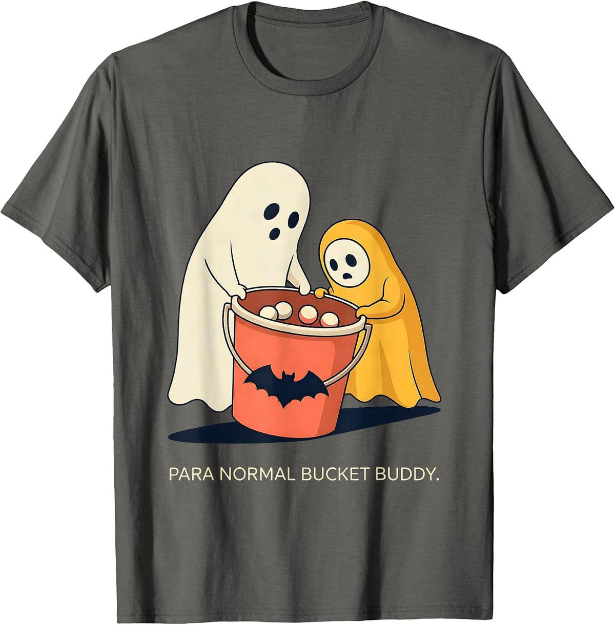 Men's Para Normal Bucket Buddy Funny Para Teacher Ghost Halloween T-Shirt - Asphalt Grey