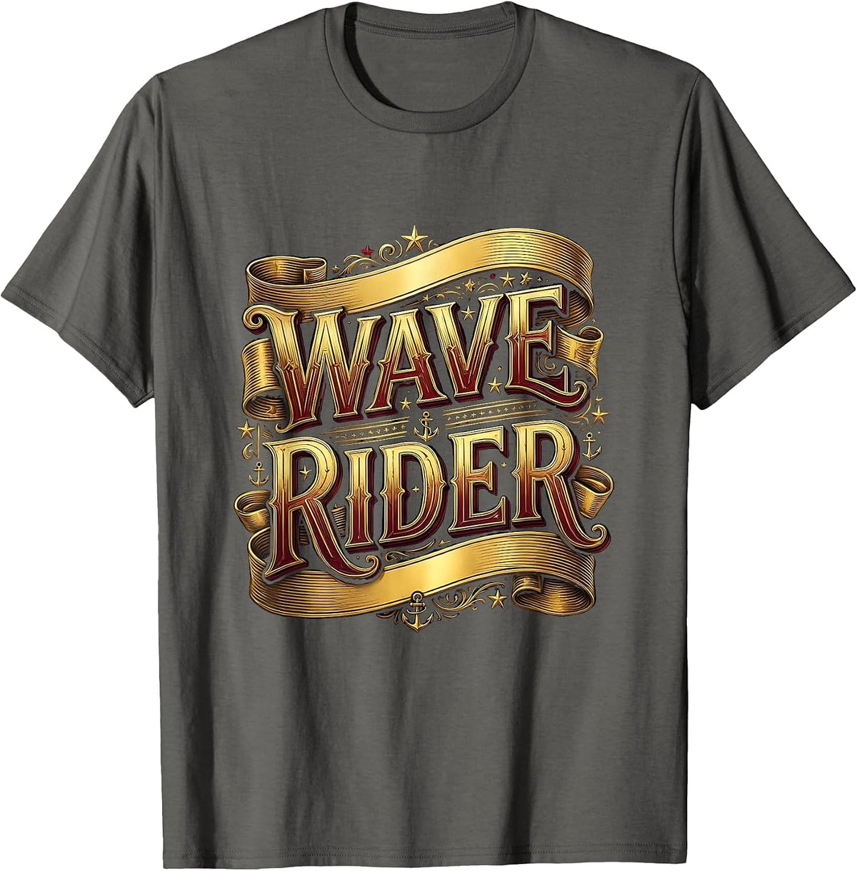 Wave Rider Beach Surf Graphic Design for Men T-Shirt - Asphalt Grey
