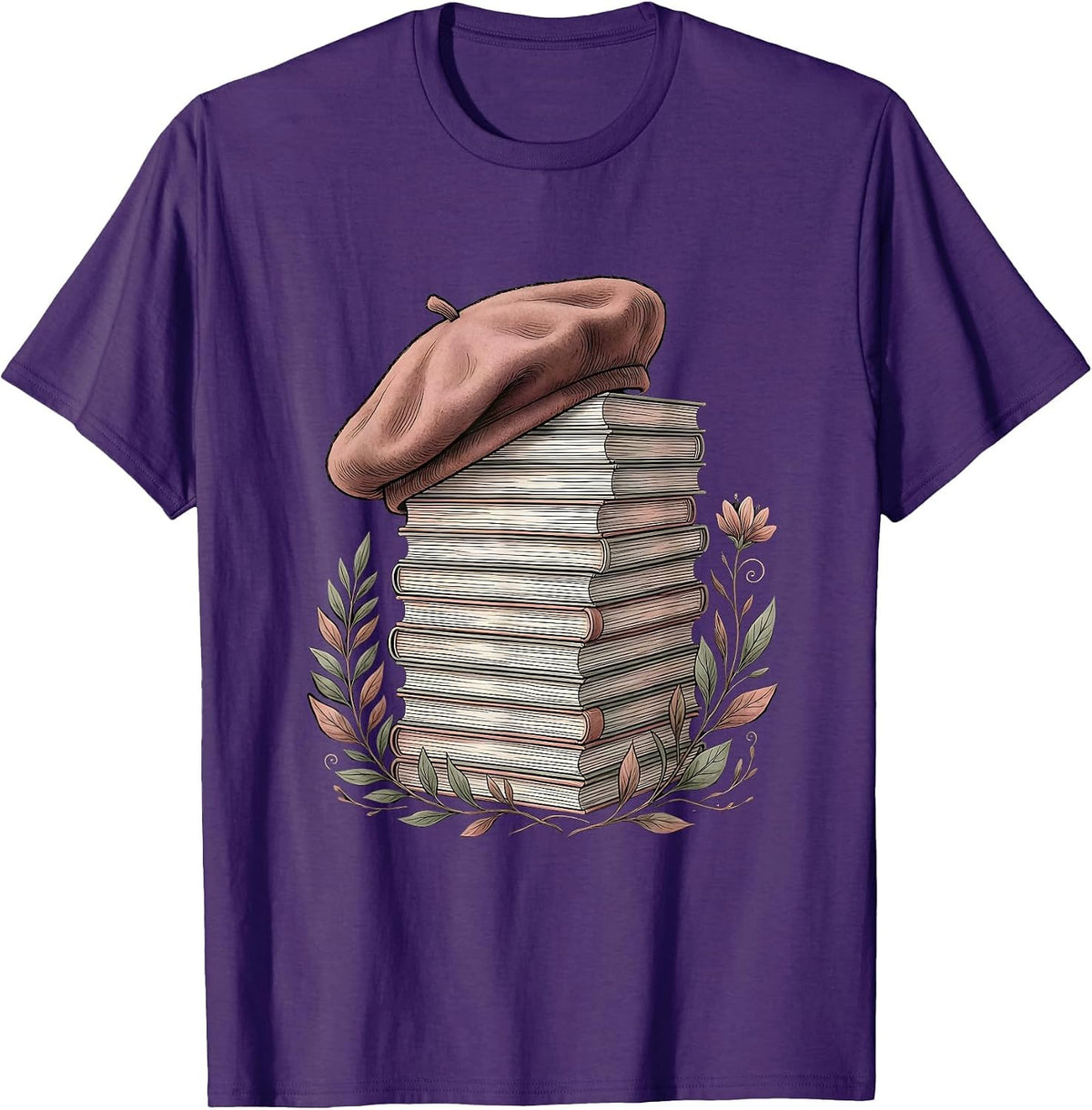Men's Gigi Chic Beret Fashion Magazine Stack Graphic T-Shirt - Purple