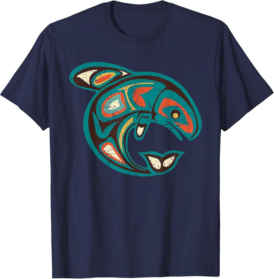 Native American Totem ORCA Killer Whale 1 - Fan Fun T-Shirt - Navy Blue