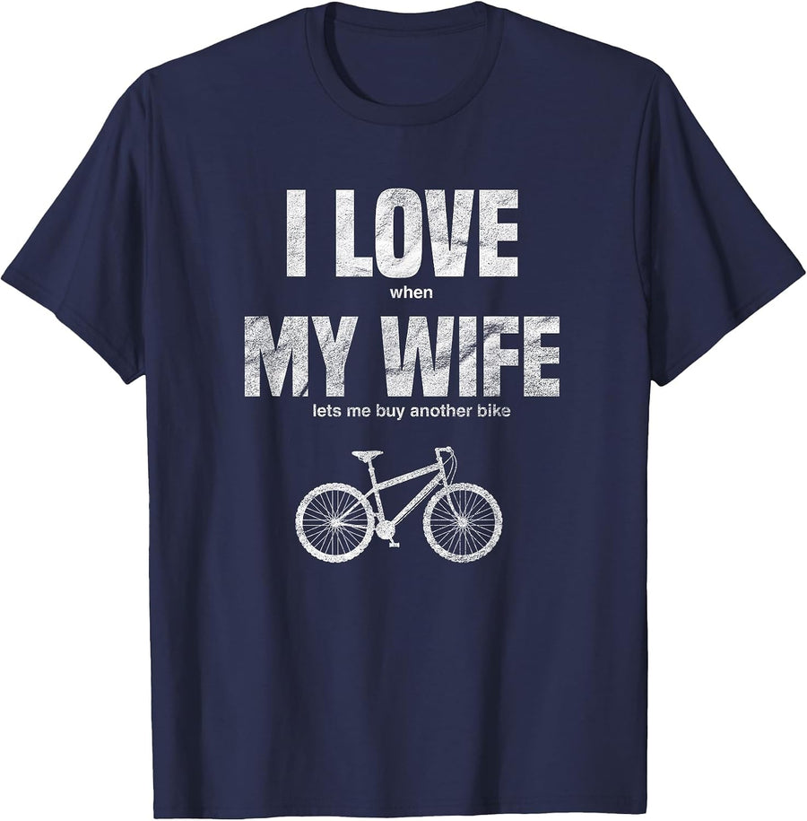 I Love It When My Wife Lets Me Biking Cycling Mountain Bike T-Shirt - Navy Blue