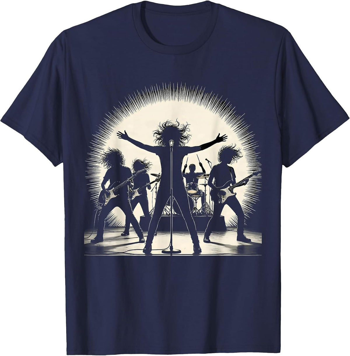 Men's All-Female Band Silhouette Spotlight Graphic T-Shirt - Navy Blue