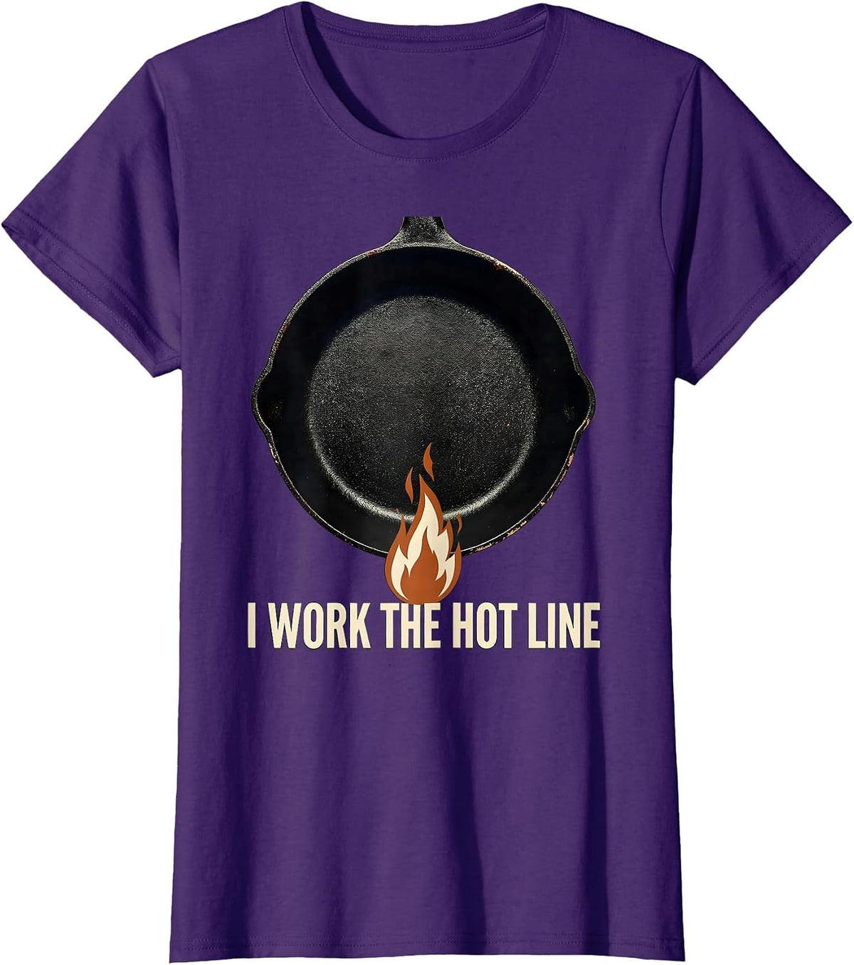 Women's I Work The Hot Line Vintage Funny Chef Line Cook Kitchen T-Shirt - Purple