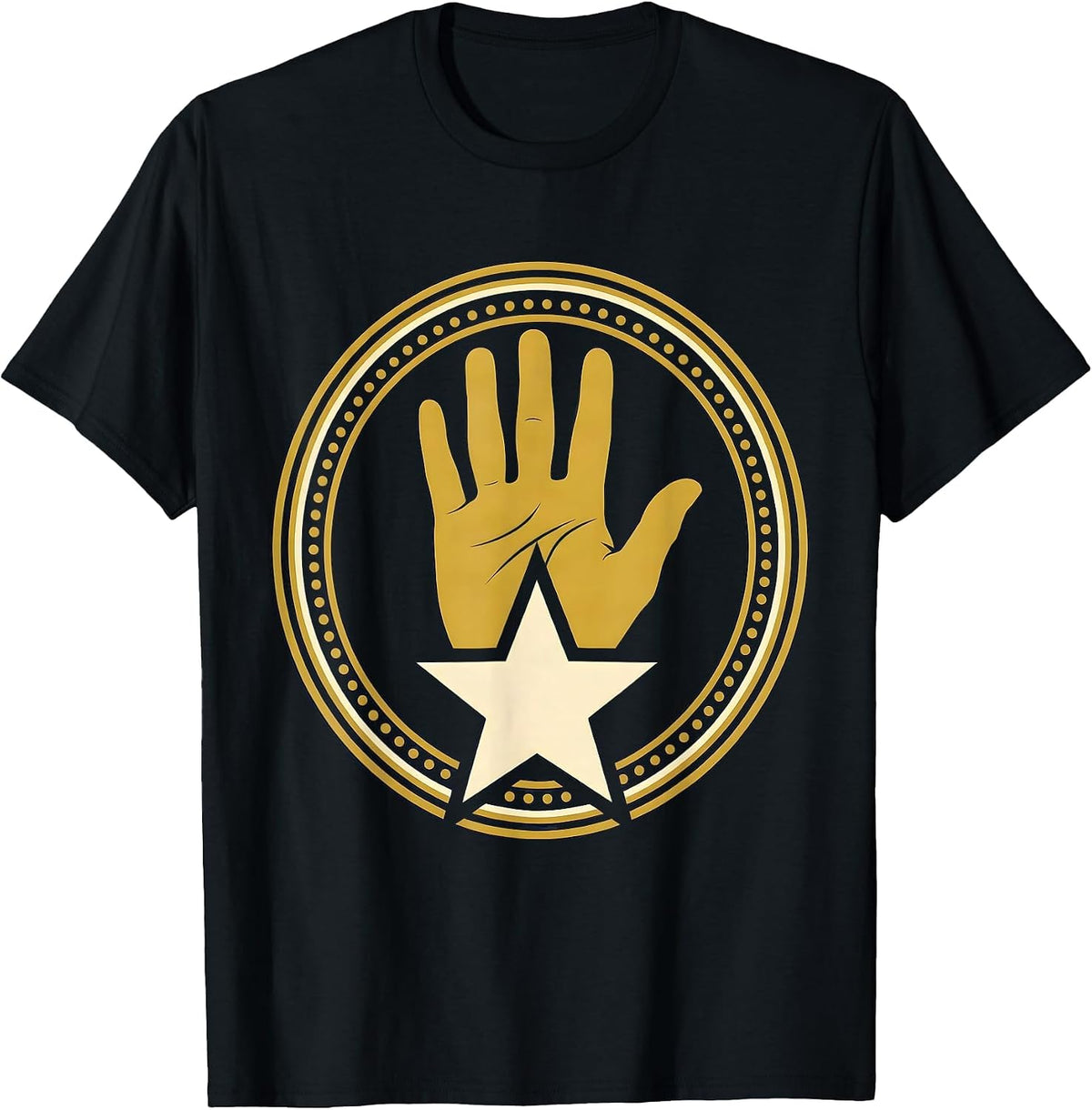 Men's First Grade Teacher Gold Star Hand Stamp Graphic T-Shirt - Black