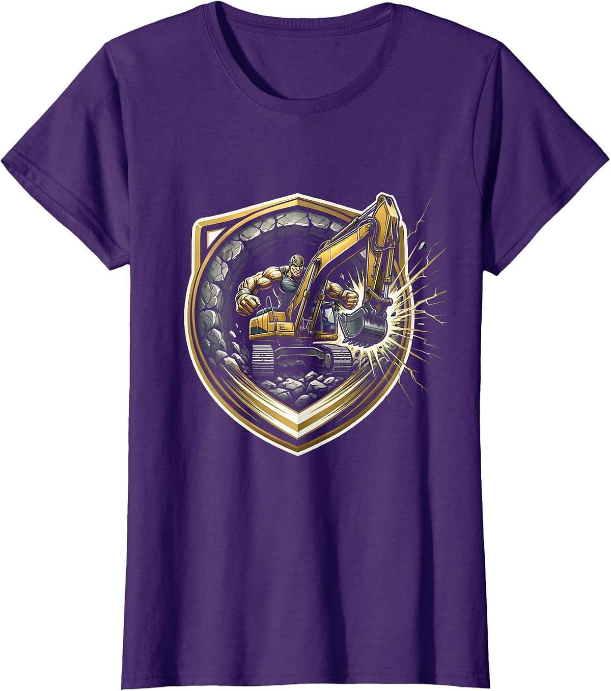 Labor Day Tunnel Digger Breaking Through Rock T-Shirt - Purple