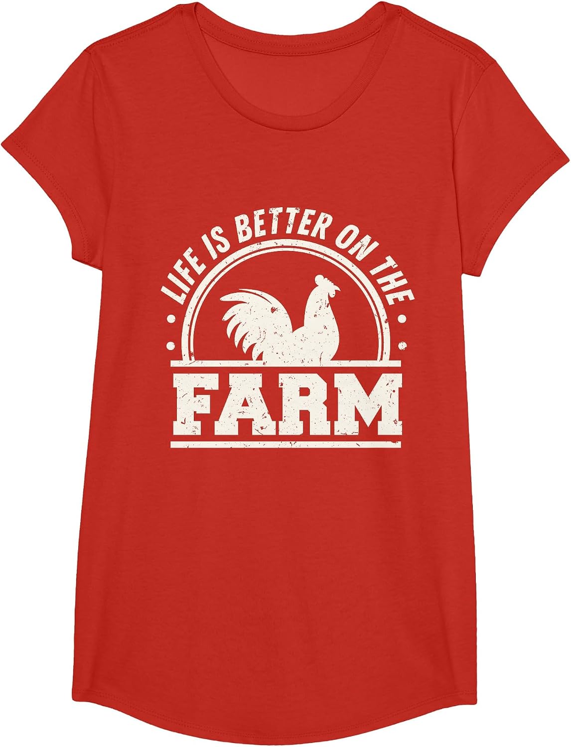 Life is Better On The Farm Chicken T-Shirt - Girls Red