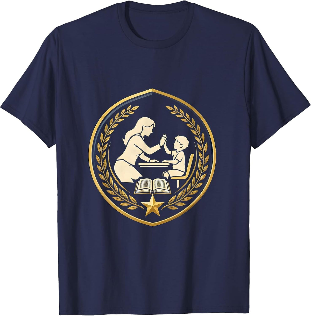 Paraprofessional High Five Classroom Illustration T-Shirt - Navy Blue
