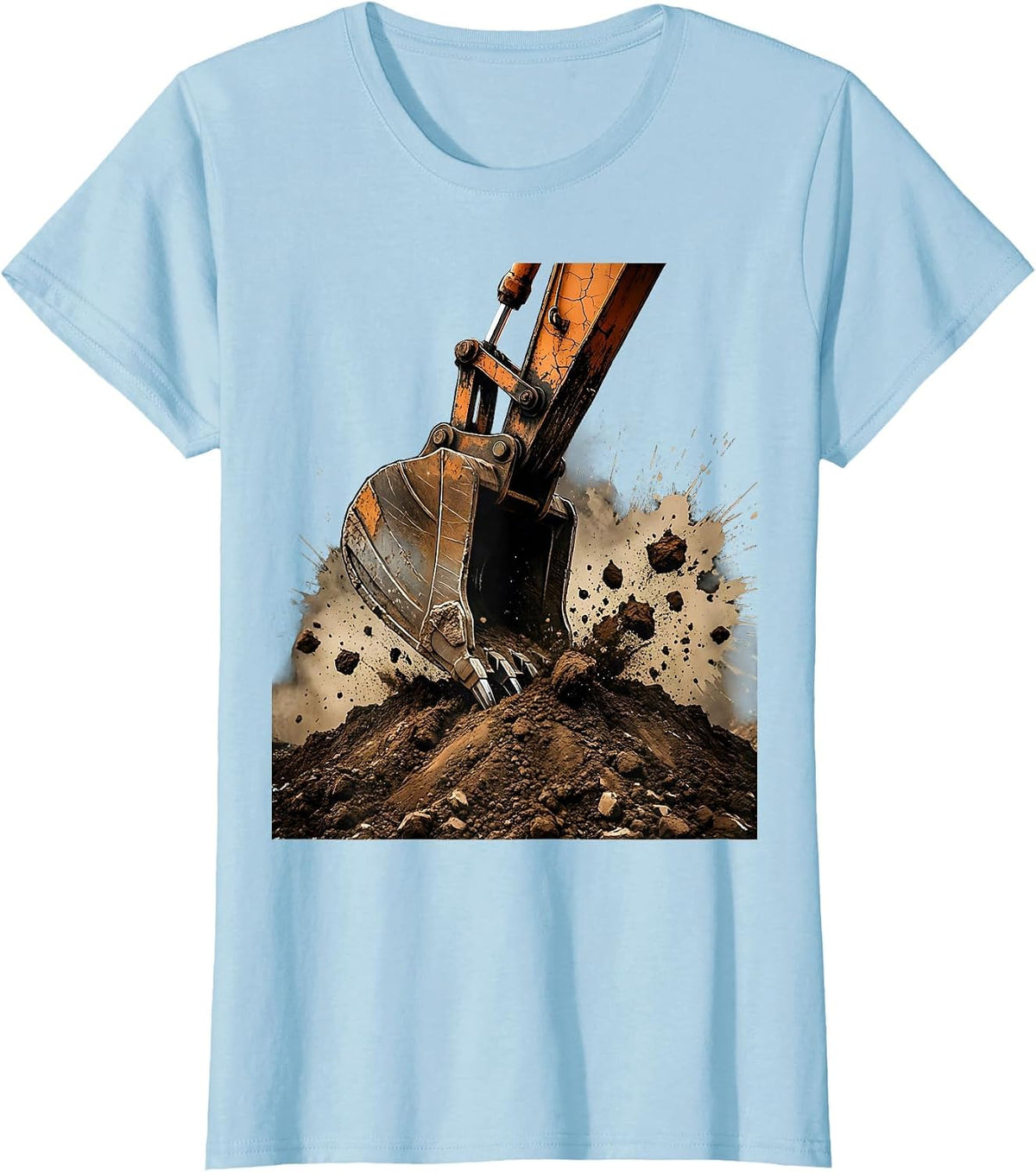 Women's Excavator Digging Dirt Pile Construction Graphic T-Shirt - Baby Blue