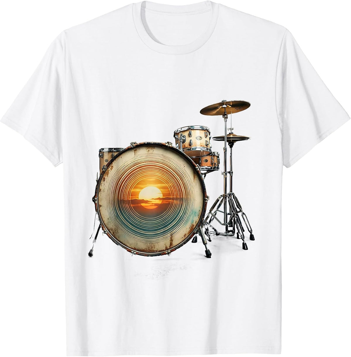 Men's Vintage Drummer Drum Circle Percussionist Humor T-Shirt - White