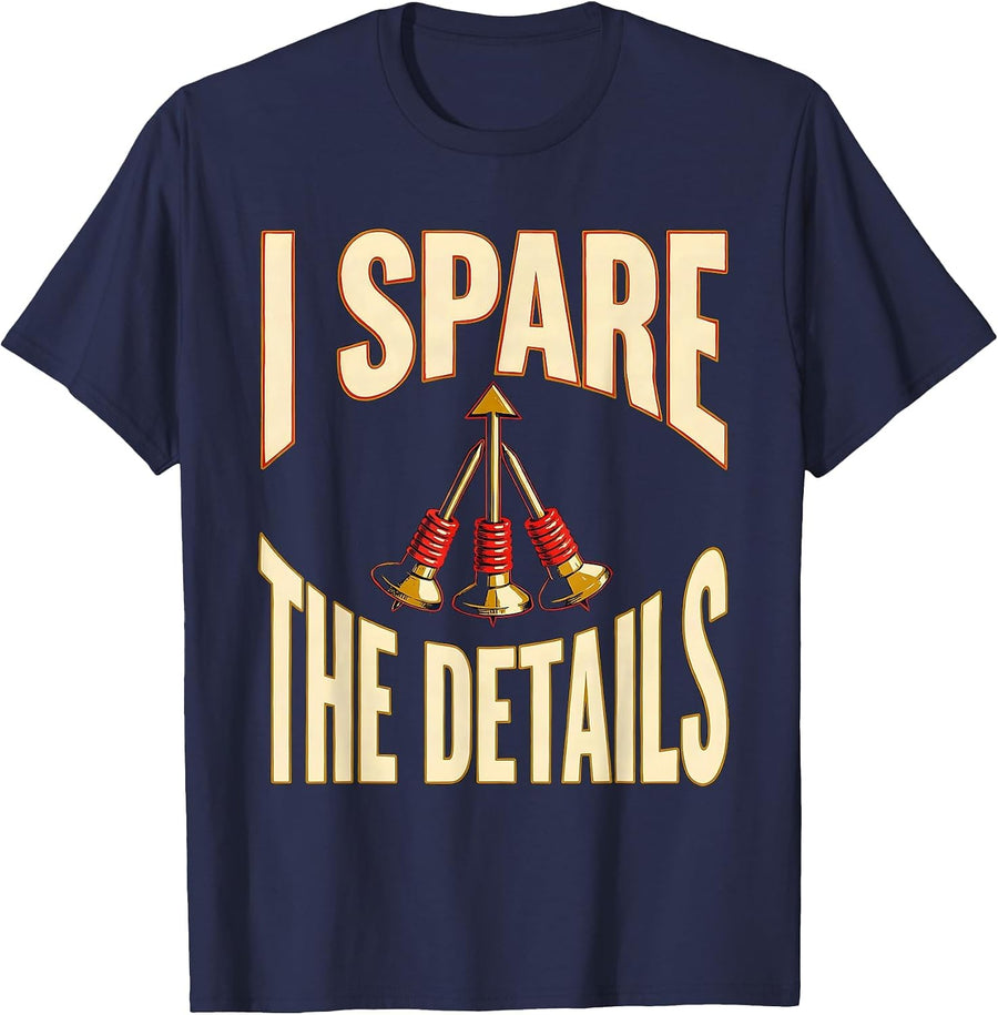 I Spare The Details Funny Bowling Bowler Deadpan Humor T-Shirt - Navy Blue