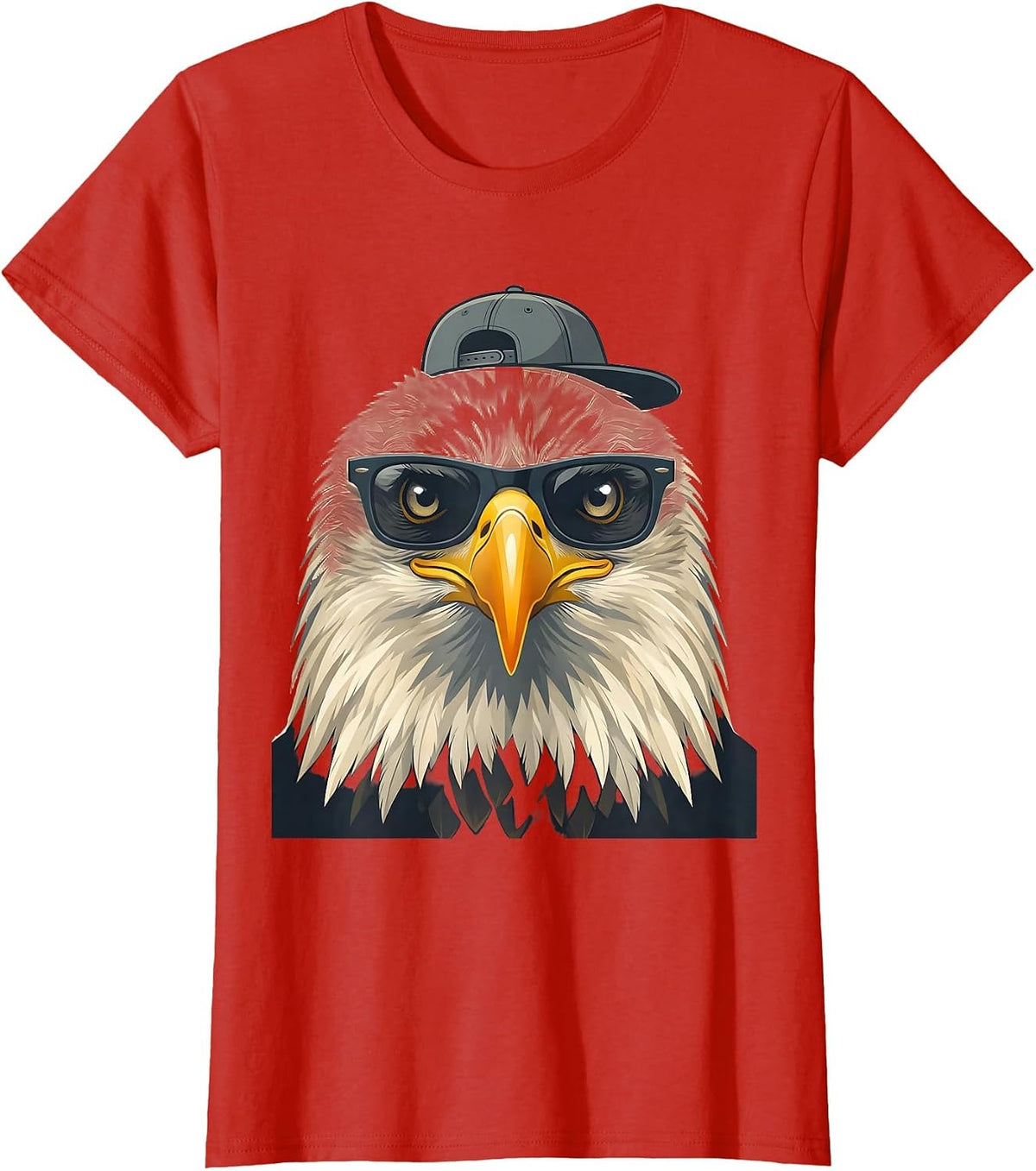 Bald Eagle Sunglasses Novelty Mascot Funny Animal Lover T-Shirt - Red