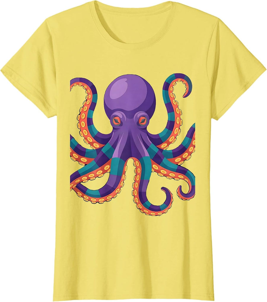 Cosmic Octopus Galaxy Tentacles Space Art T-Shirt - Lemon Yellow