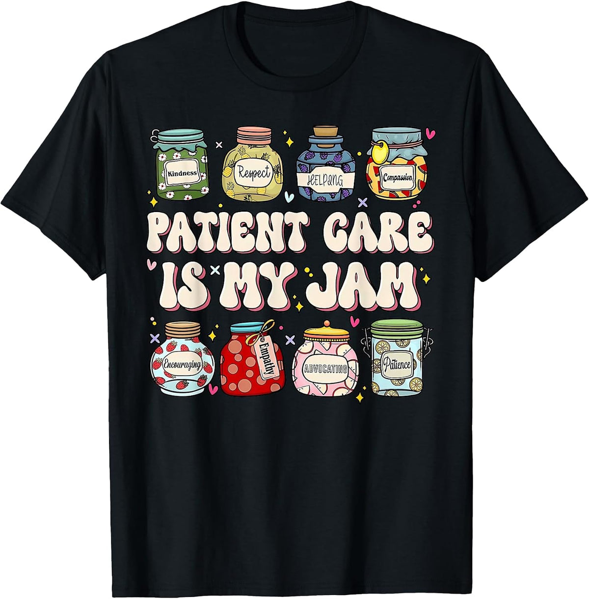 Patient Care is My Jam Retro Patient Care Technician PCT PCA T-Shirt - Black