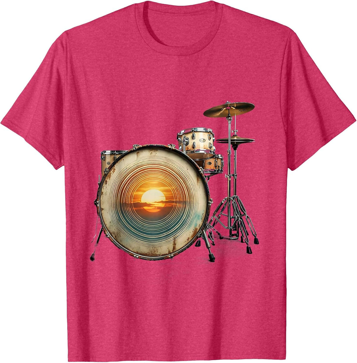 Men's Vintage Drummer Drum Circle Percussionist Humor T-Shirt - Red Heather