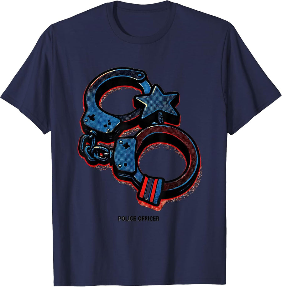 Police Officer Pop Art Halloween Costume Kids Future Police T-Shirt - Navy Blue