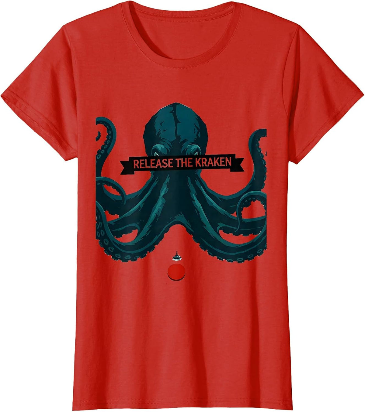 Release The Kraken Vintage Kraken Octopus Sea Creature T-Shirt - Red