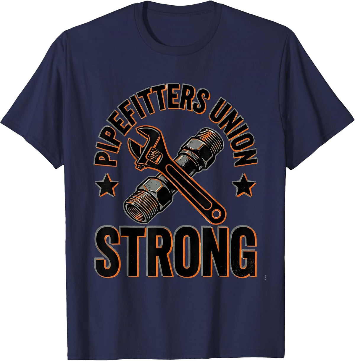 Men's Pipefitters Union Strong Skilled Trades Worker Labor Day T-Shirt - Navy Blue