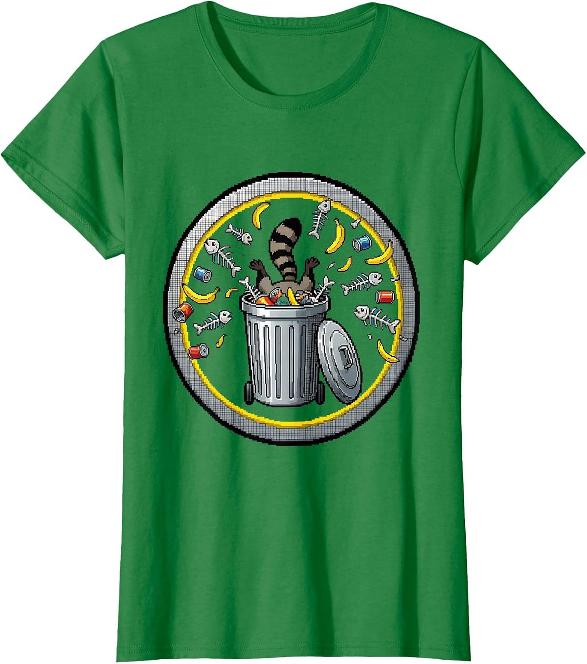 Women's Raccoon Dumpster Dive Funny Trash Panda Graphic T-Shirt - Kelly Green