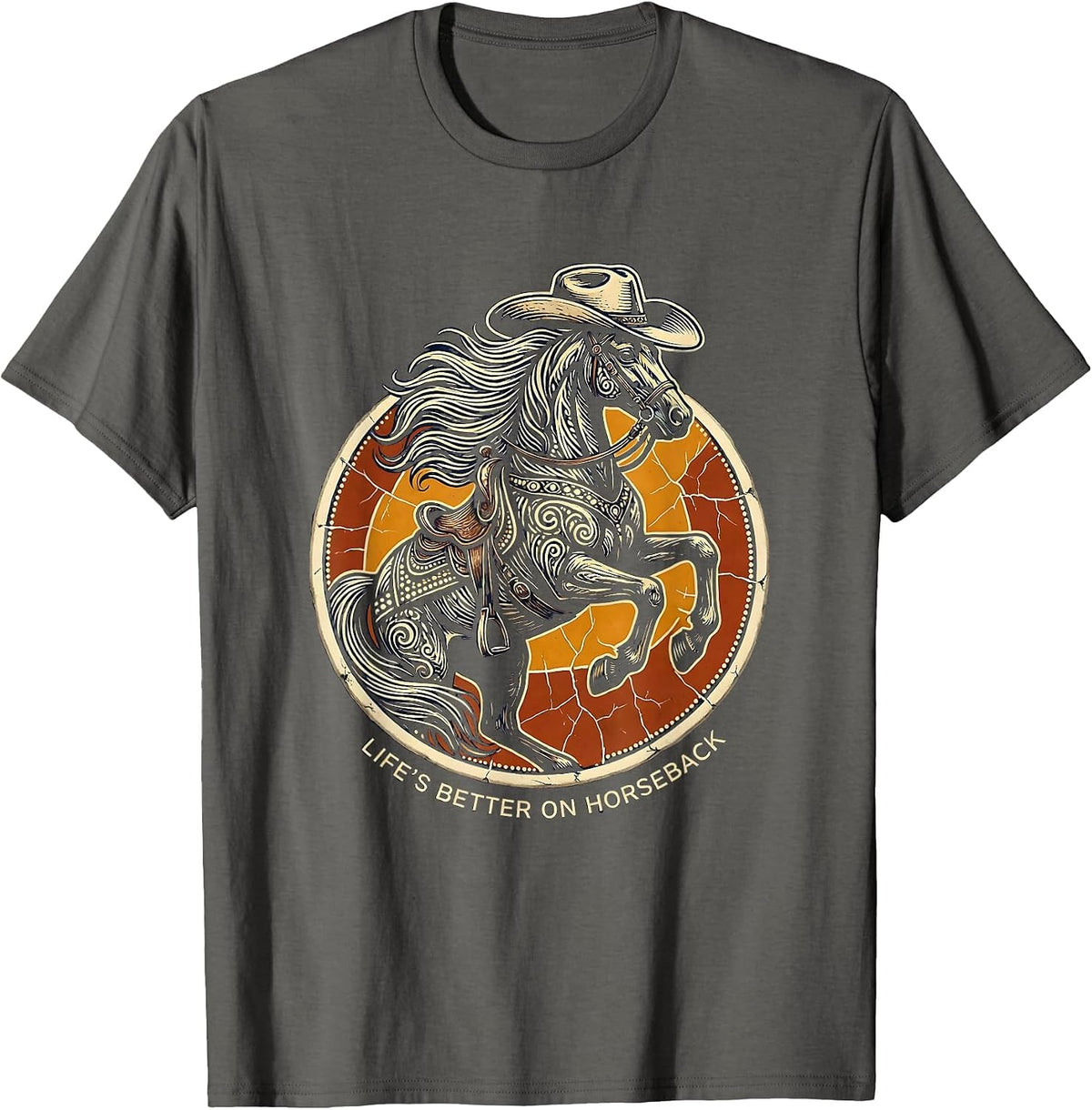 Men's Life's Better On Horseback Western Riding Design T-Shirt - Asphalt Grey