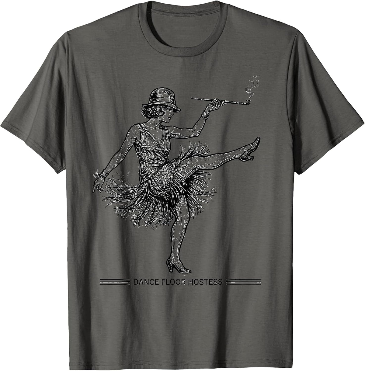 Dance Floor Hostess Roaring 1920s Flapper Party New Years T-Shirt - Asphalt Grey