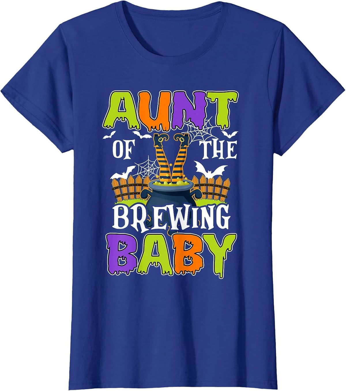Aunt of The Brewing Baby Halloween Witch Baby Funny T-Shirt - Royal Blue