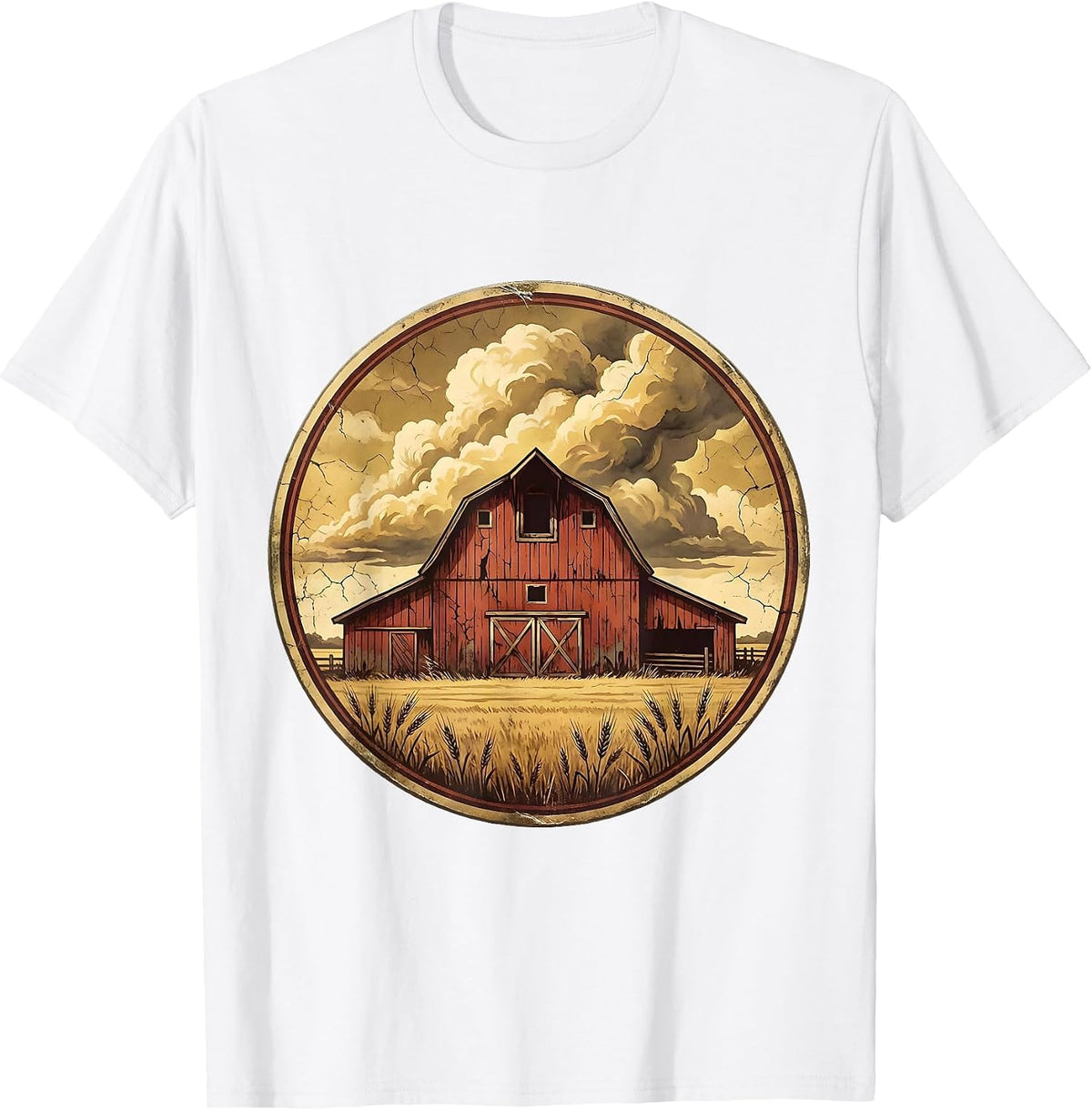 Men's Red Barn Stormy Sky Country Music Graphic T-Shirt - White