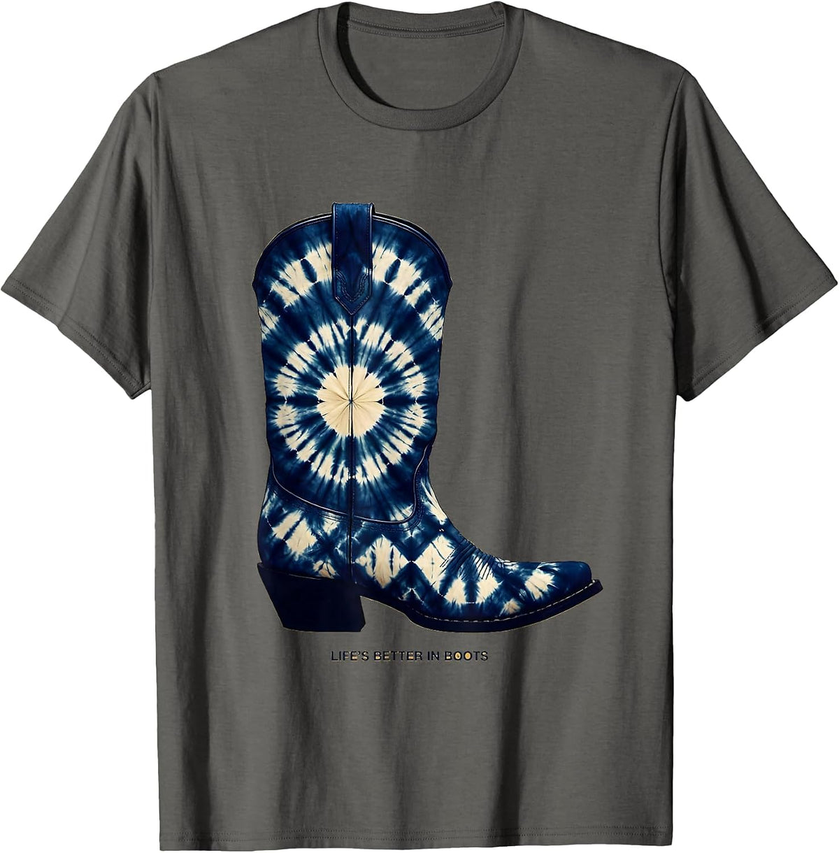 Men's Life's Better In Boots Cowboy Design T-Shirt - Asphalt Grey