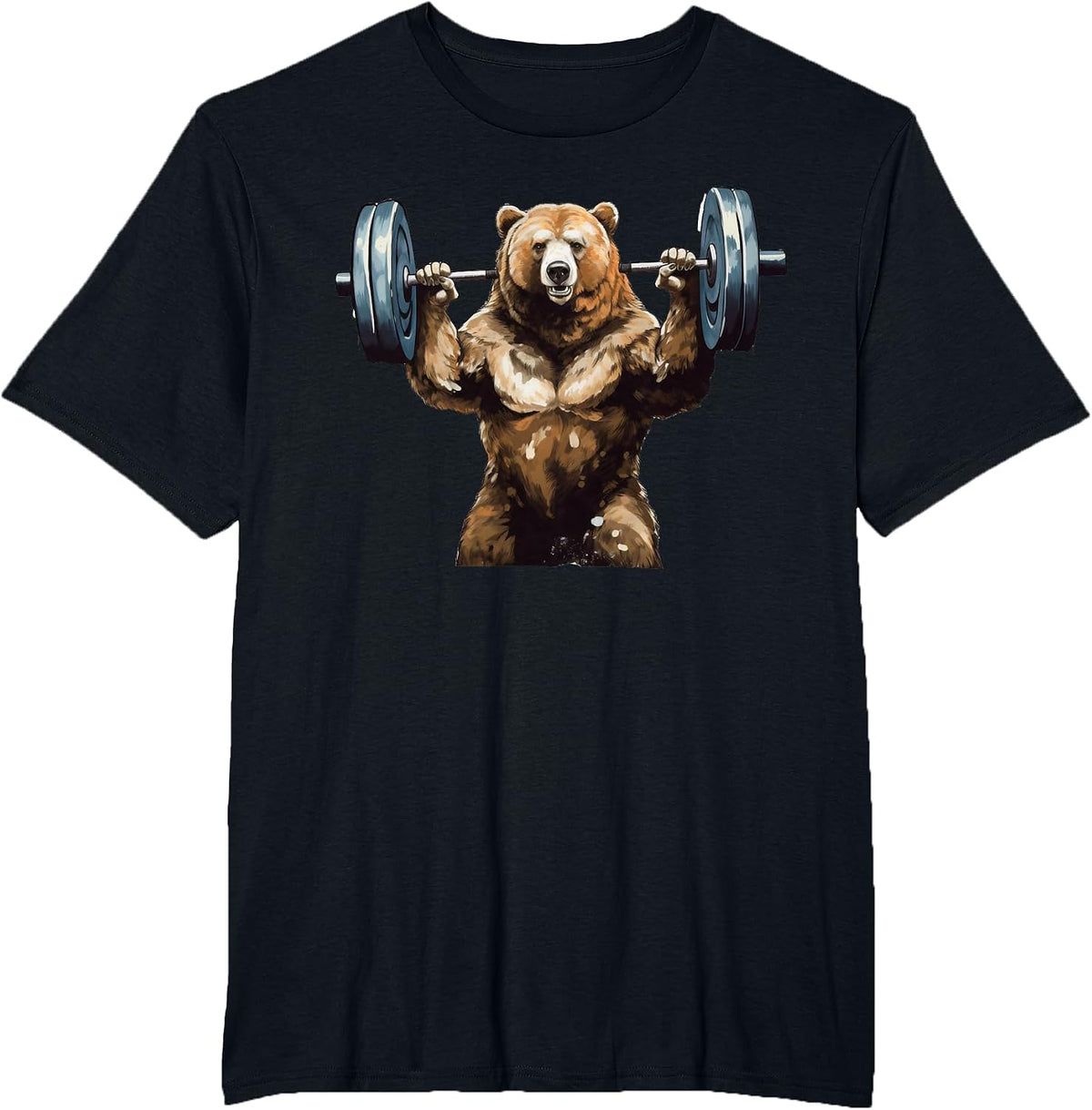 Bear Powerlifting Weightlifting Gym Workout T-Shirt - Black