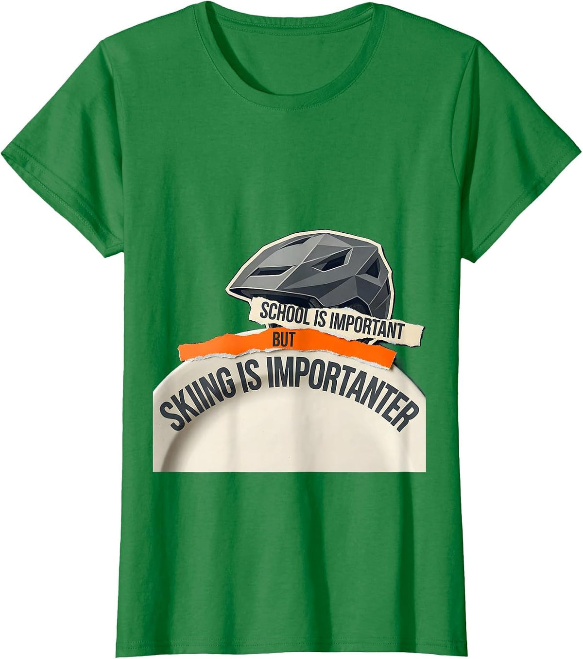 Women's School Is Important But Skiing Is Importanter Ski Humor T-Shirt - Kelly Green