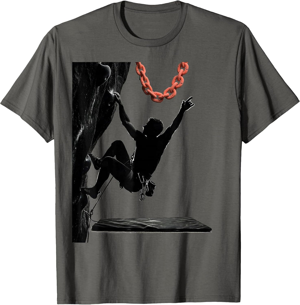 Men's Climber Silhouette Bouldering Humor Rock Climbing Gift T-Shirt - Asphalt Grey
