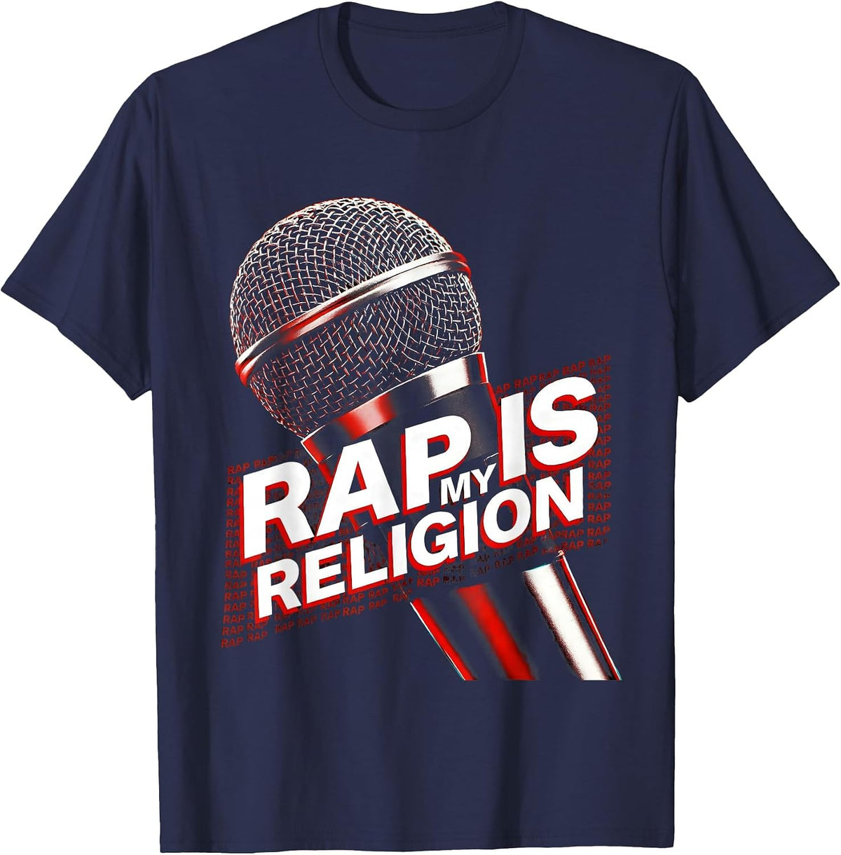 Rap Is My Religion Hip Hop Devotion Design T-Shirt - Navy Blue