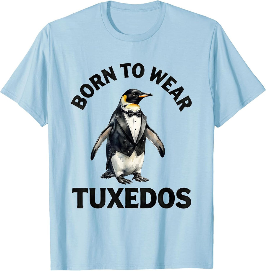 Men's Born to Wear Tuxedos Formal Style Design T-Shirt - Baby Blue