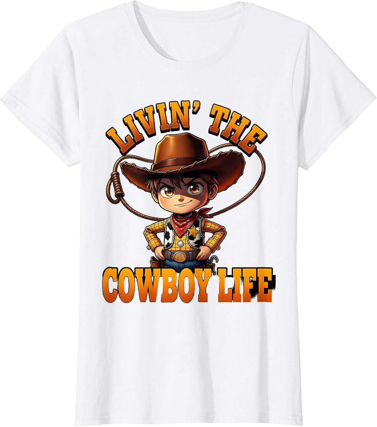 Livin' the Cowboy Life Western Design T-Shirt - White