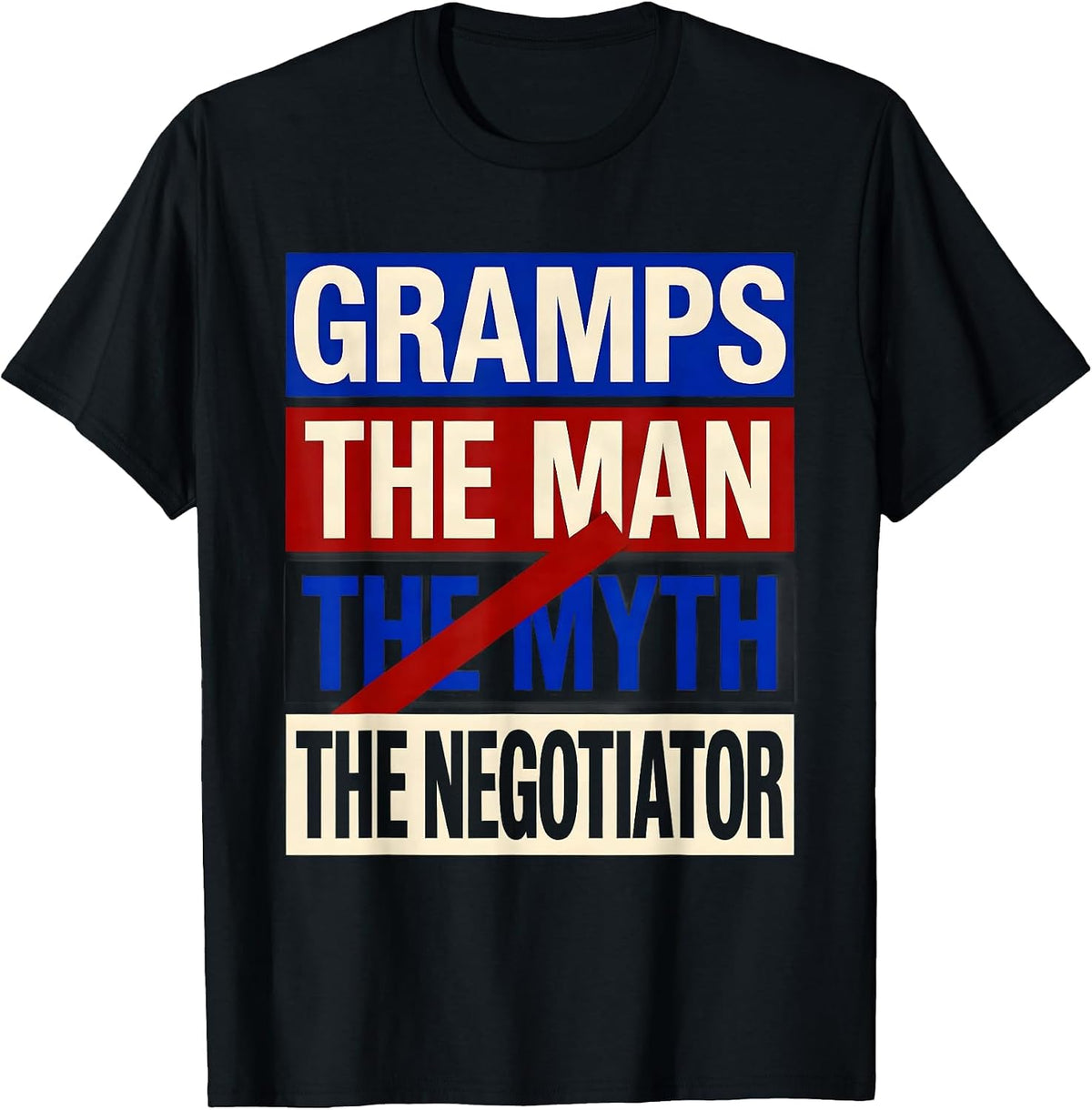 Men's Gramps The Man The Myth The Negotiator Funny Grandpa Gift T-Shirt - Black