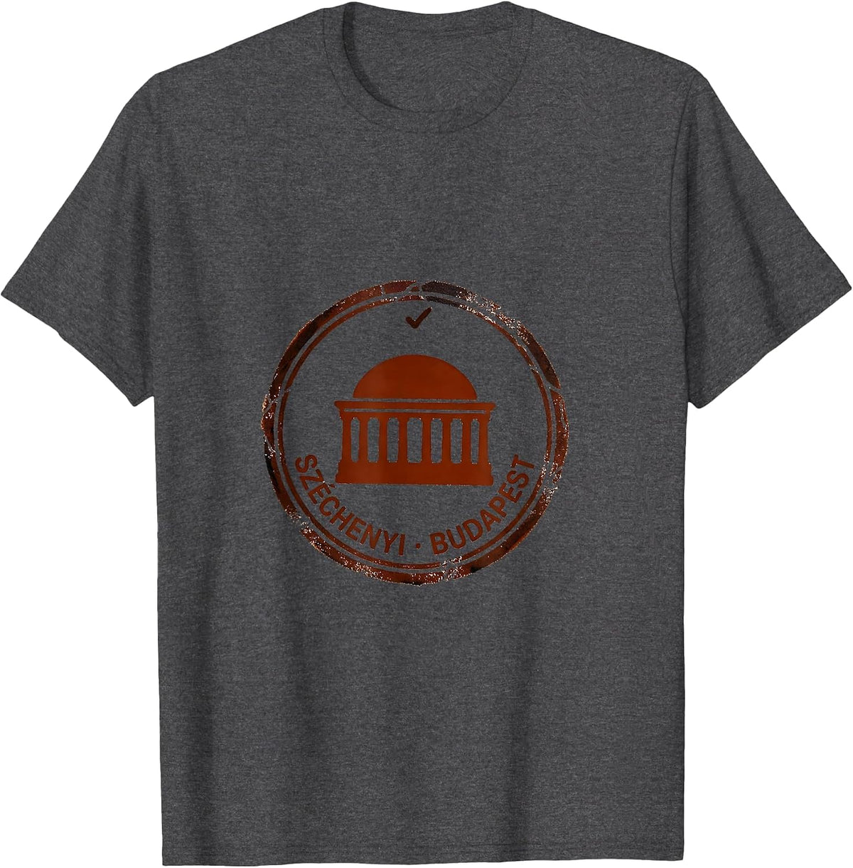 Men's SZÉCHENYI · BUDAPEST Rubber Stamp Souvenir Heritage Gift T-Shirt - Dark Heather Grey